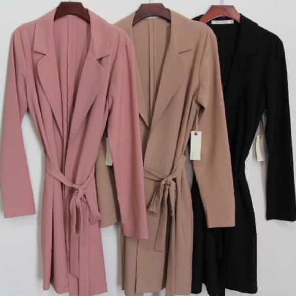 LAST 1✨Latte Tan Tie Waist Belt Jacket Coat - Picture 6 of 7